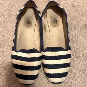 Ugg flats blue and white stripe